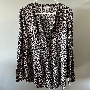 Old Navy- half button Animal Print Tunic Blouse- long sleeve